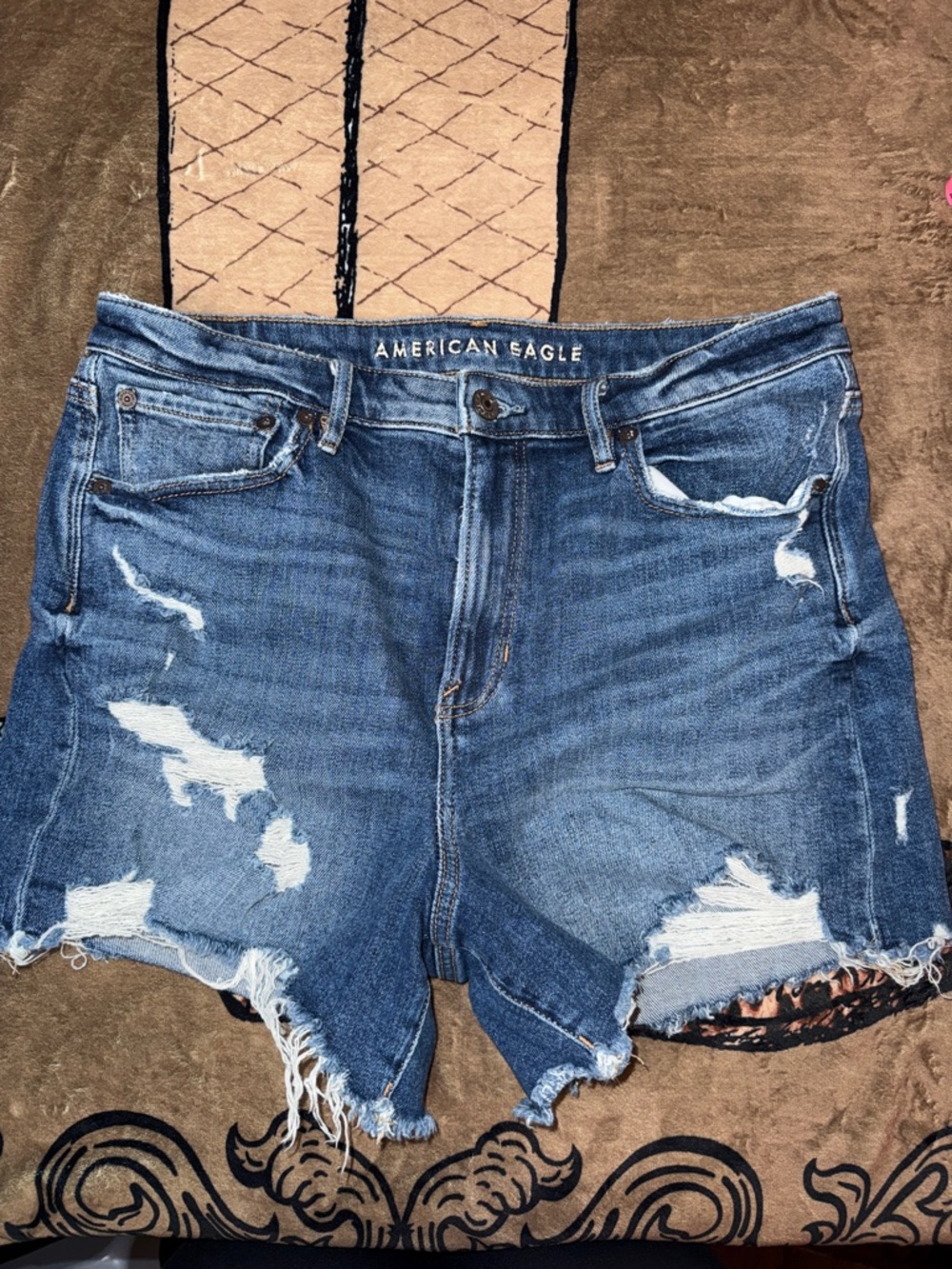 American Eagle Outfitters Distressed Blue Denim Jean Shorts